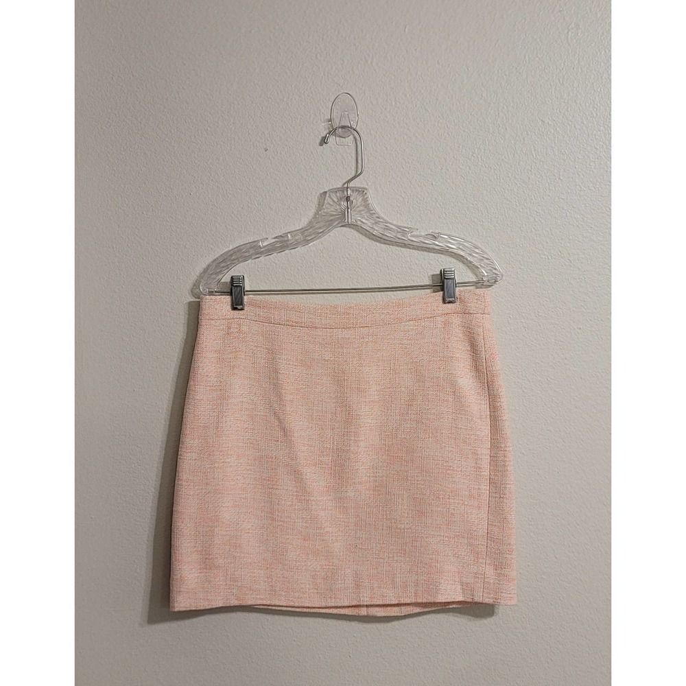 J.Crew Neon Coral Tweed Pencil Skirt Sz 6
